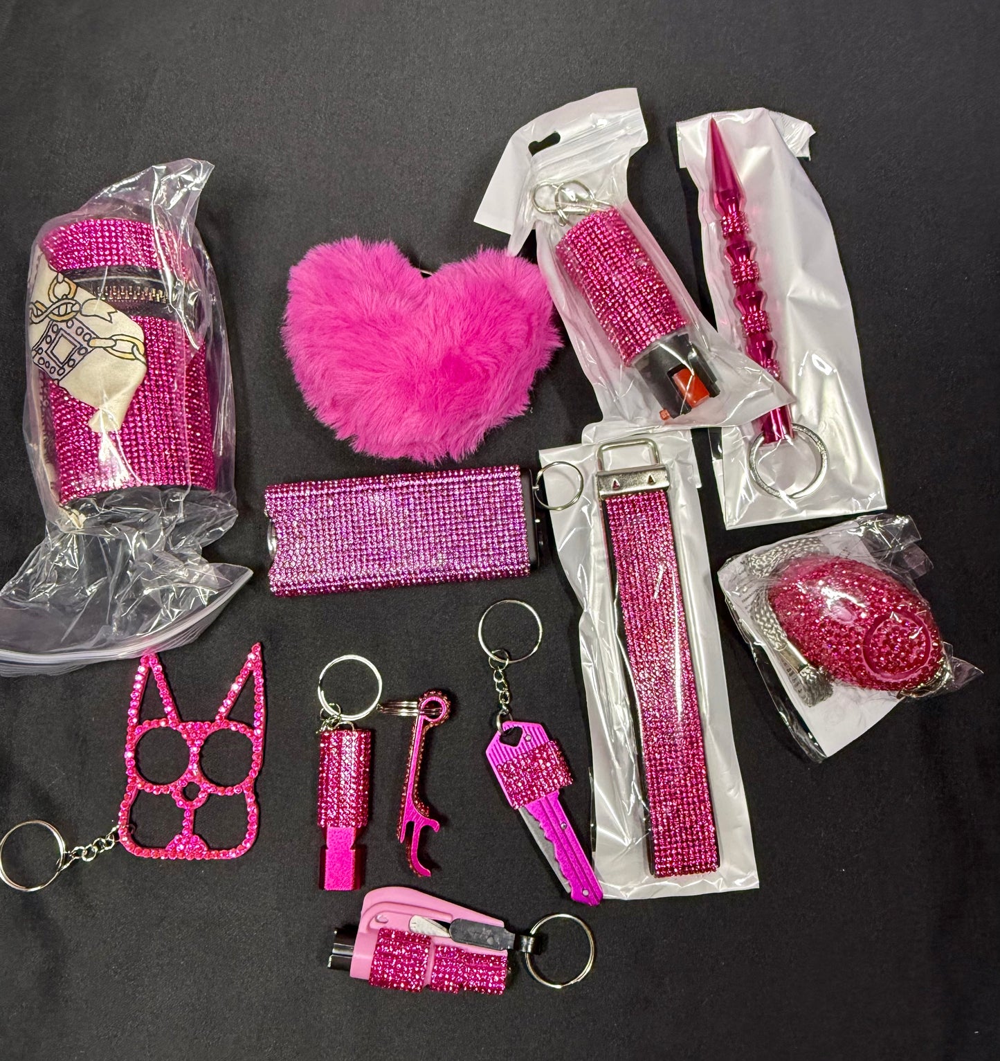 Bright Pink Keychain Set