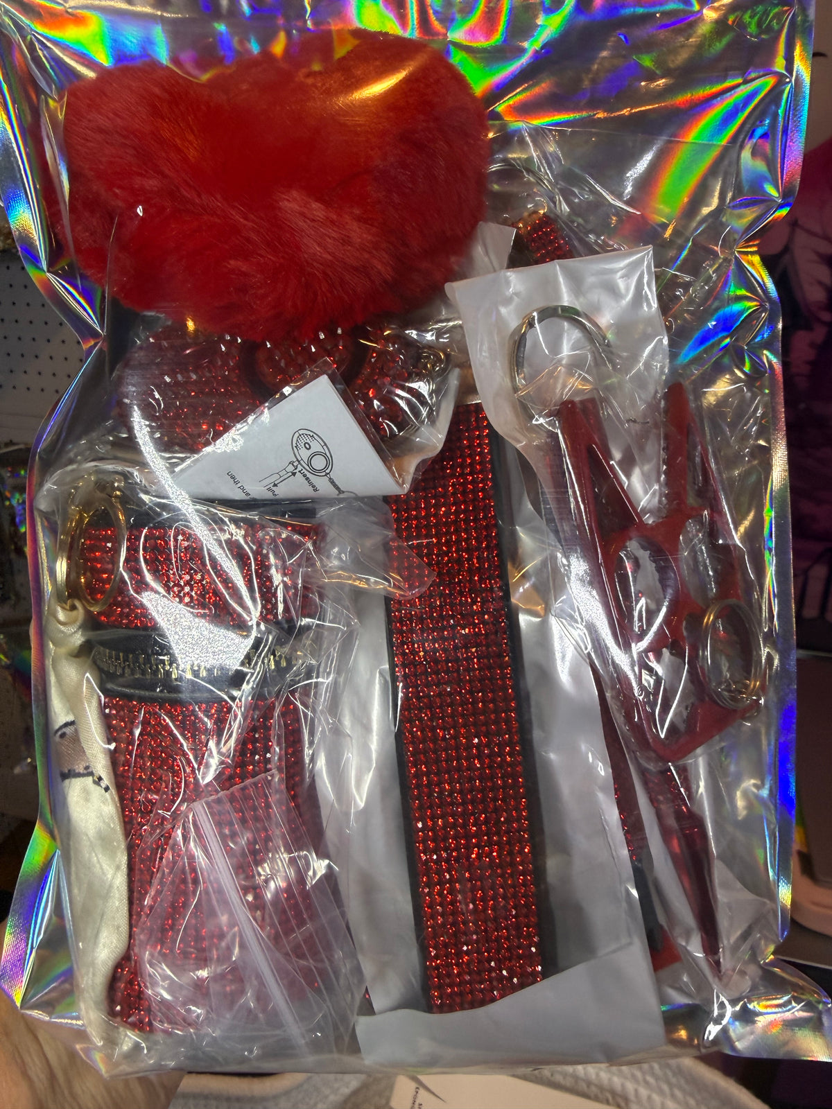 Bling Solid Red Full Saftey Keychain set