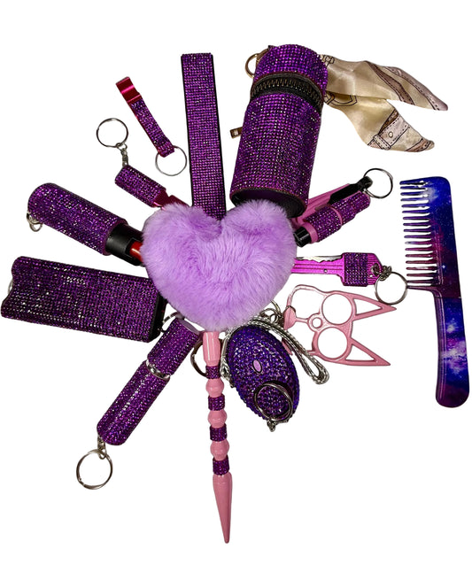 Beautiful Purple and Pink Saftey Keychain set