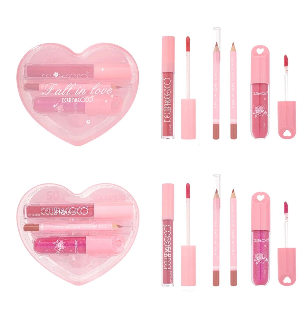 Kevin & Coco Fall In Love Heartbeat Lip Makeup Kit — 3-Piece Lip Trio