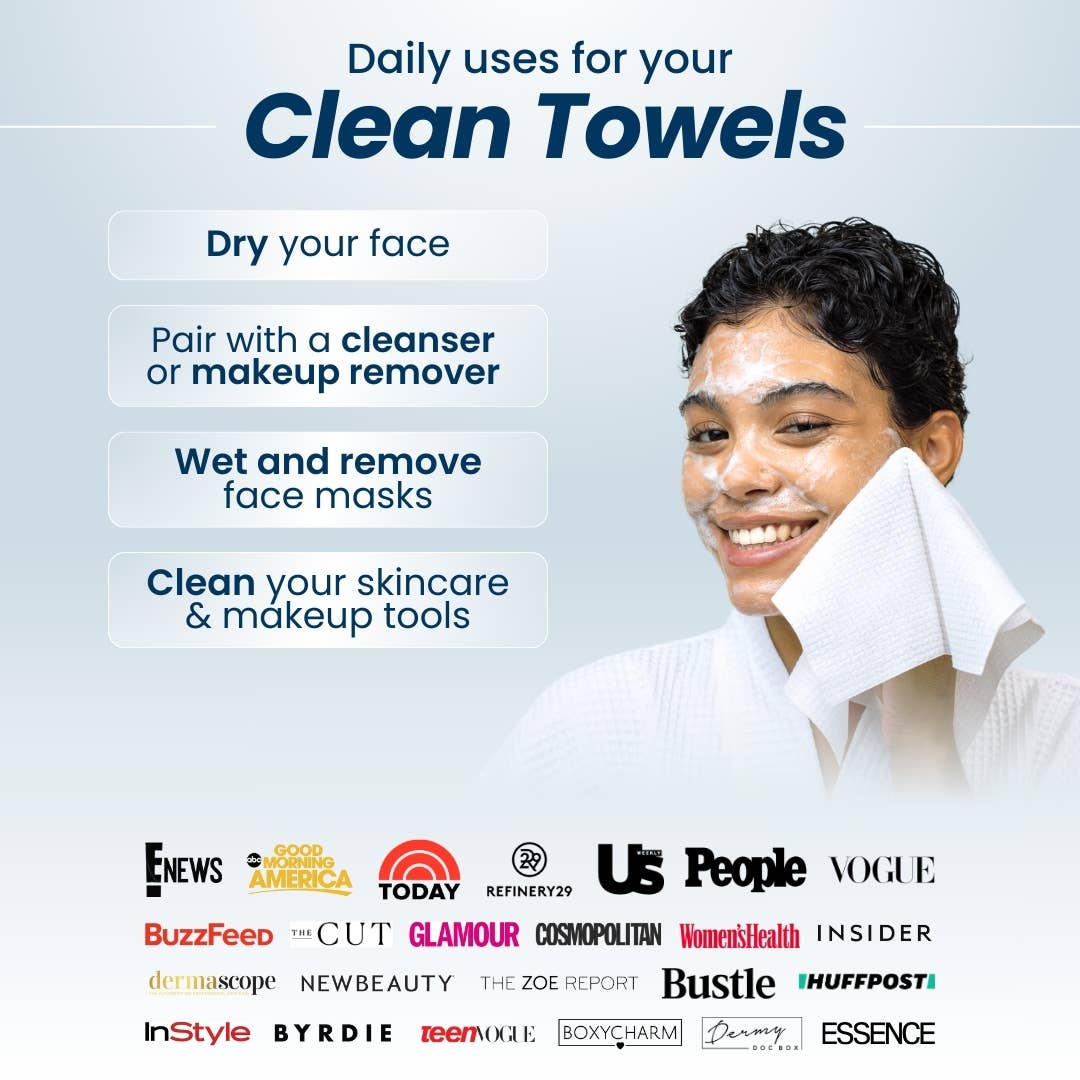Clean Skin Club Towels XL™, Disposable Face Towels, 50 Count