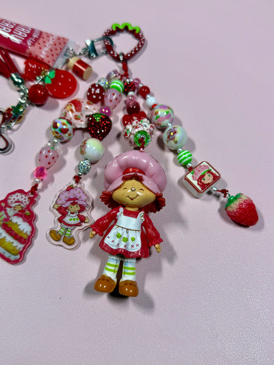 Strawberry Shortcake Bag Charm – Handmade with Detachable Lip Gloss