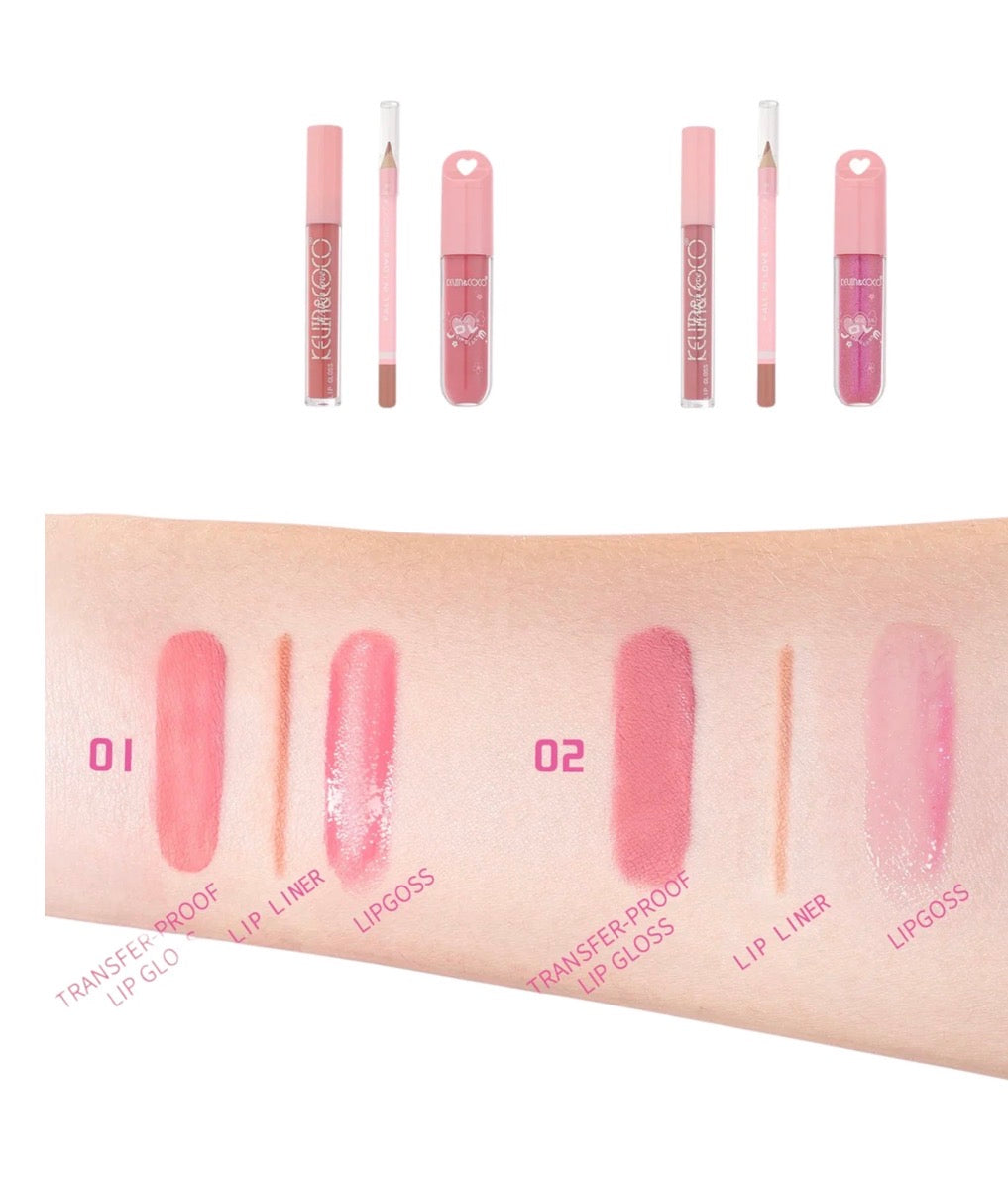 Kevin & Coco Fall In Love Heartbeat Lip Makeup Kit — 3-Piece Lip Trio