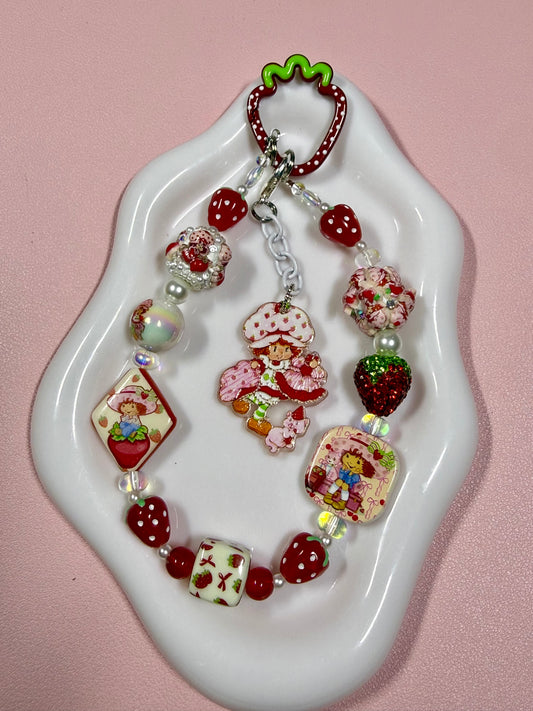 Strawberry Girl Wristlet Keychain