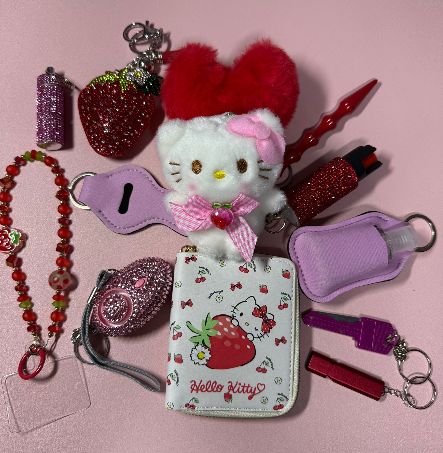 HK Strawberry Keychain & Wallet Set –  Cute Accessory