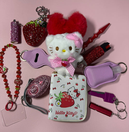 HK Strawberry Keychain & Wallet Set –  Cute Accessory