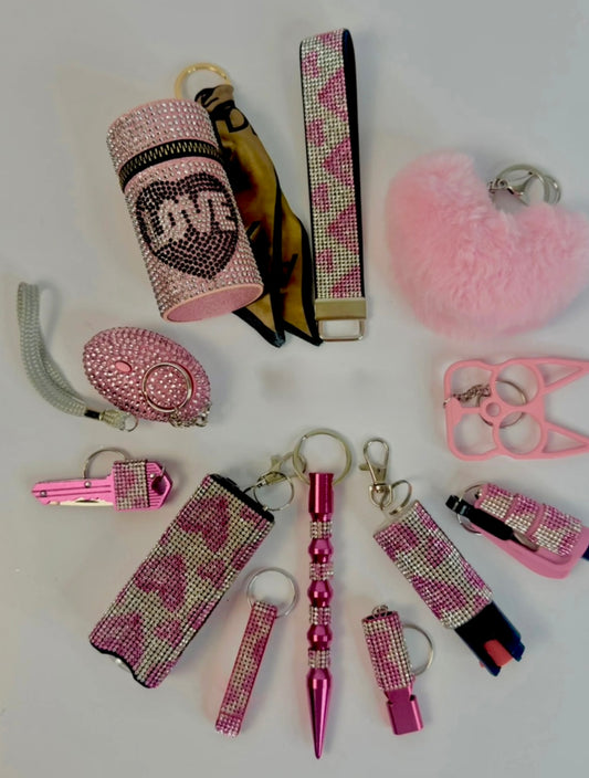 Pink Love Safety Keychain Set – Cute Self Defense Keychain for Women | Aesthetic Everyday Carry Protection