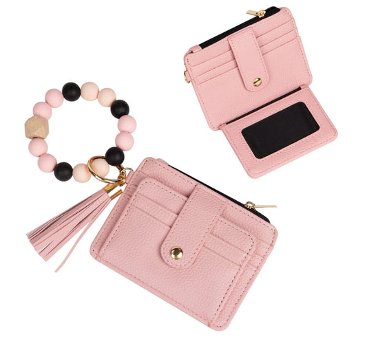 Pinkberry  Wallet Keychain with Beaded Wristlet