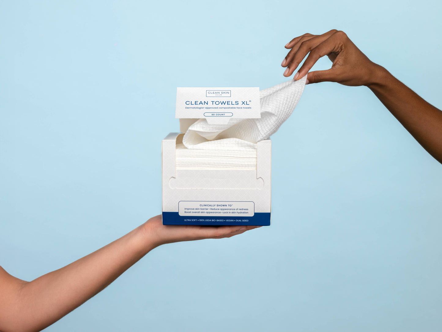 Clean Skin Club Towels XL™, Disposable Face Towels, 50 Count