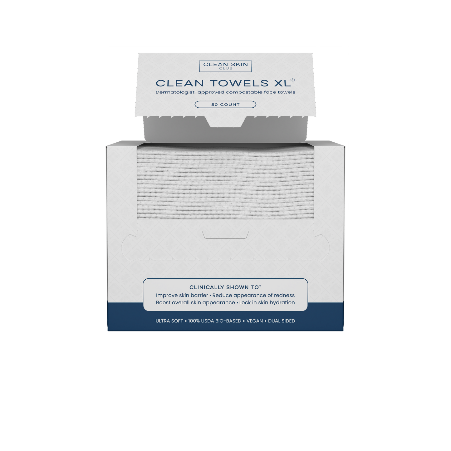 Clean Skin Club Towels XL™, Disposable Face Towels, 50 Count